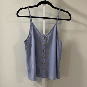 Paper Crane Blue Sleeveless Top with Buttons